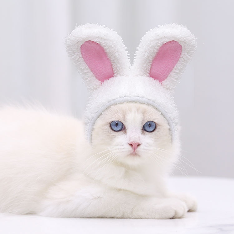 Plush Bunny Ears Pet Hat Adjustable Headwear for Cats Dogs
