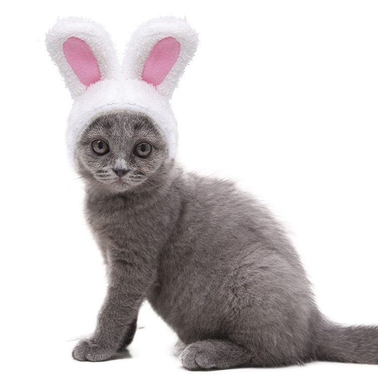 Plush Bunny Ears Pet Hat Adjustable Headwear for Cats Dogs