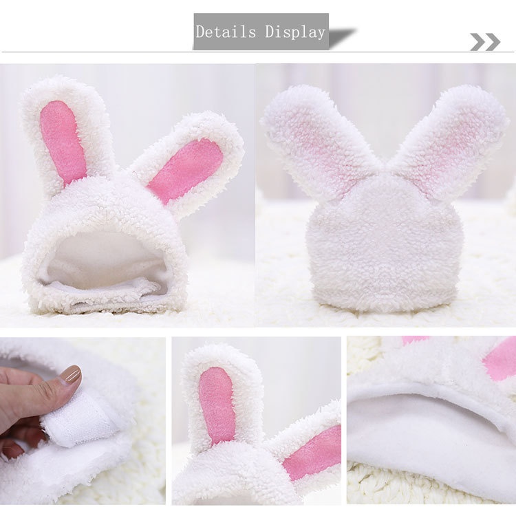 Plush Bunny Ears Pet Hat Adjustable Headwear for Cats Dogs