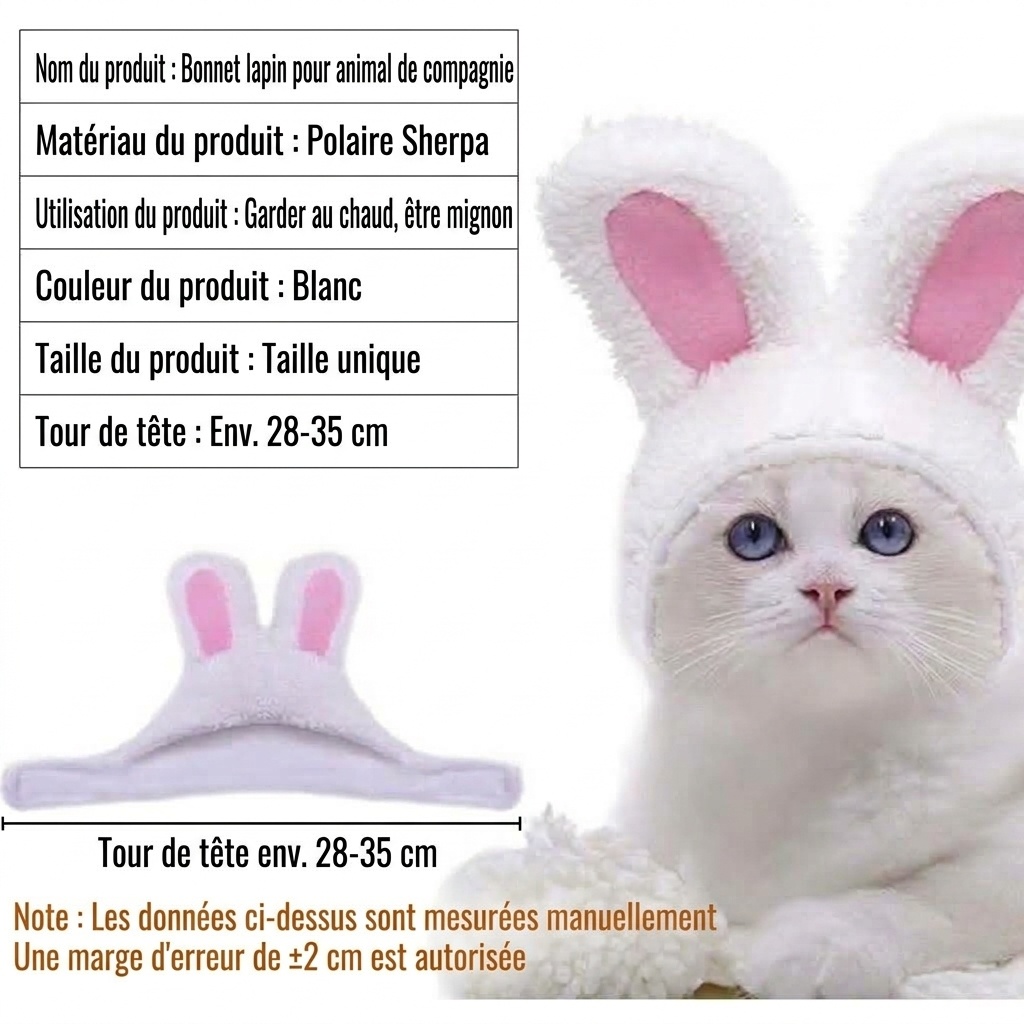 Plush Bunny Ears Pet Hat Adjustable Headwear for Cats Dogs