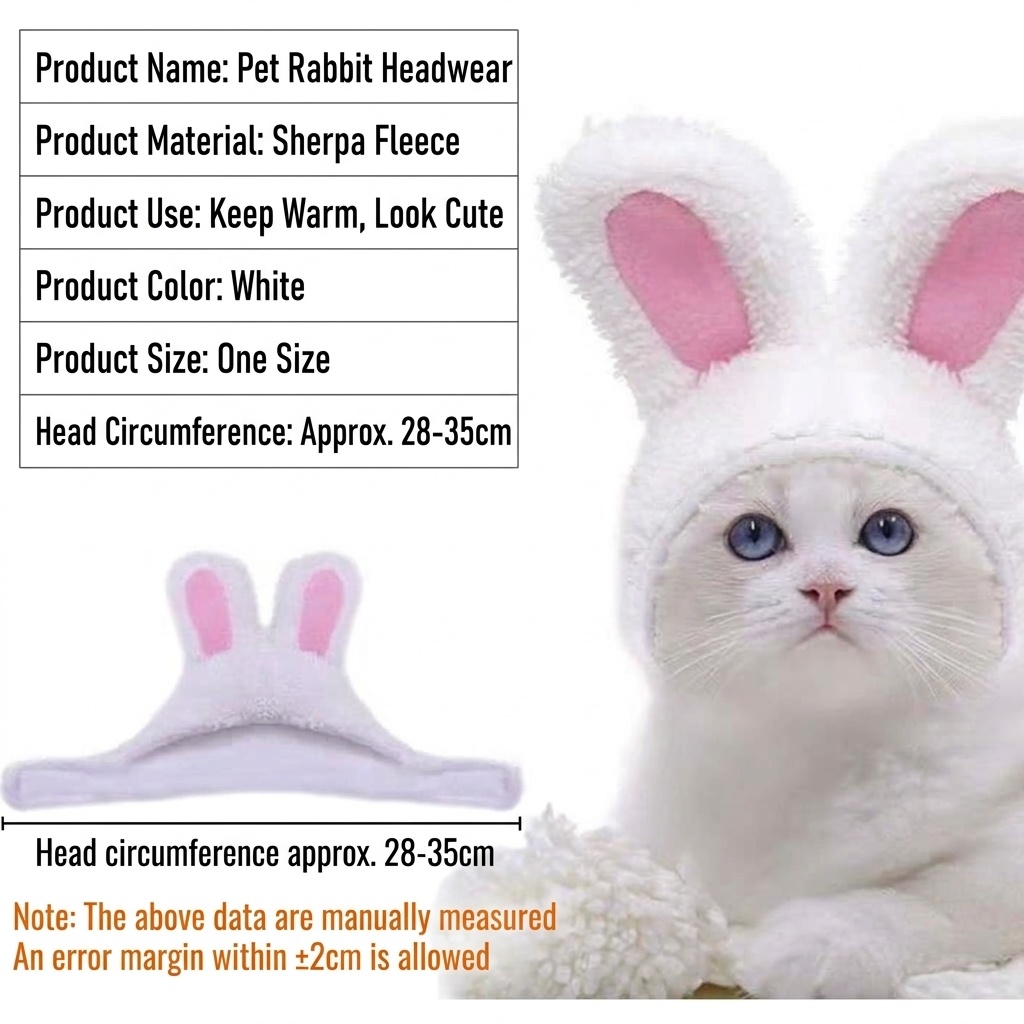 Plush Bunny Ears Pet Hat Adjustable Headwear for Cats Dogs