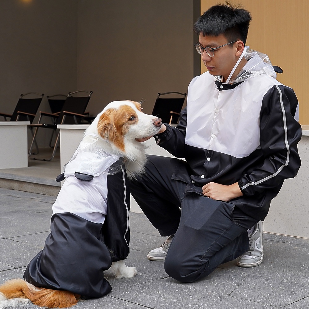 Full Body Dog Raincoat with Clear Visor Hood
