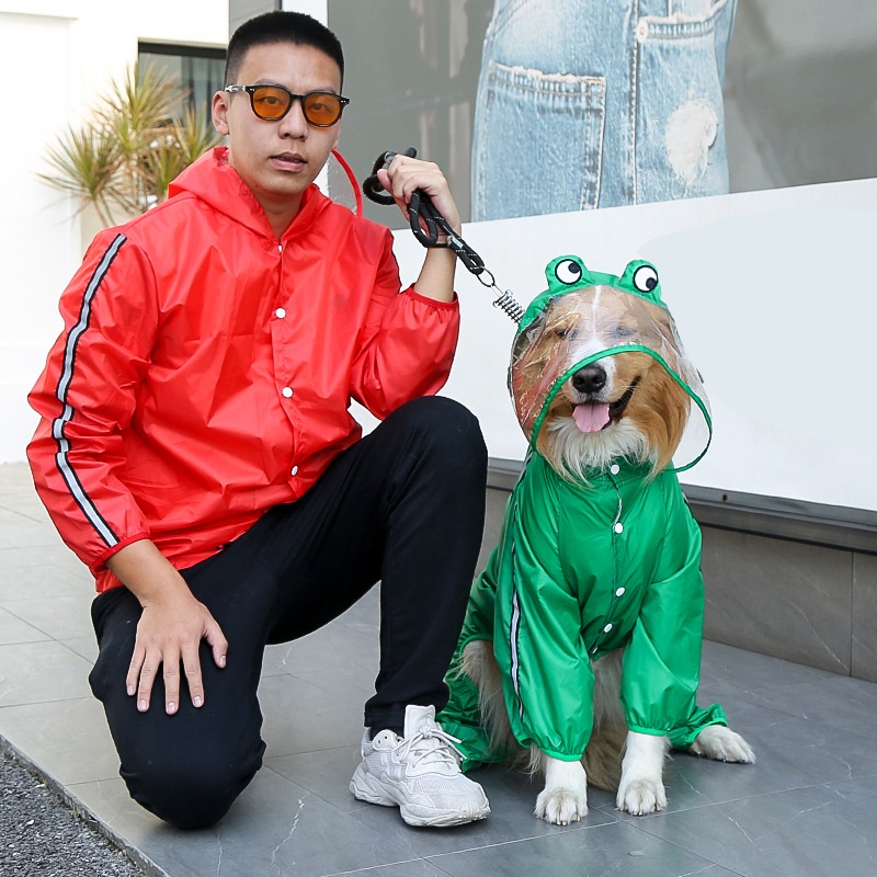Full Body Dog Raincoat with Clear Visor Hood