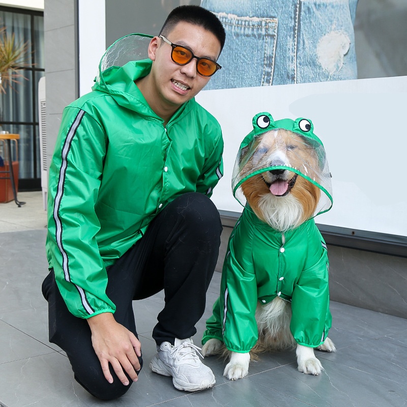 Full Body Dog Raincoat with Clear Visor Hood