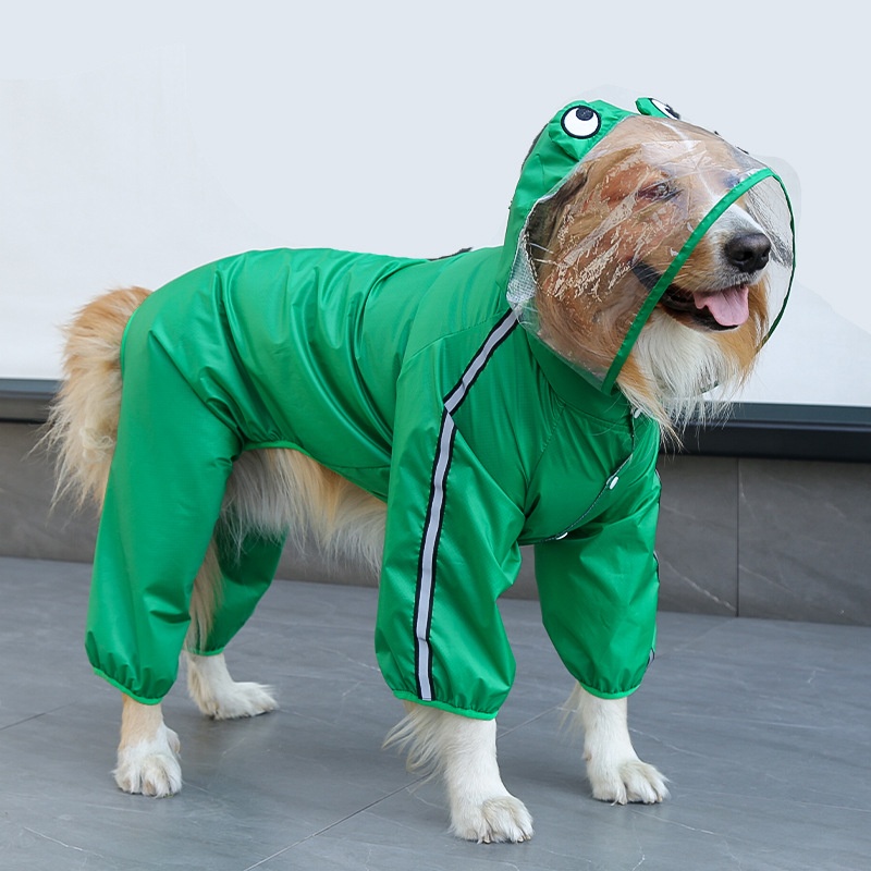 Full Body Dog Raincoat with Clear Visor Hood