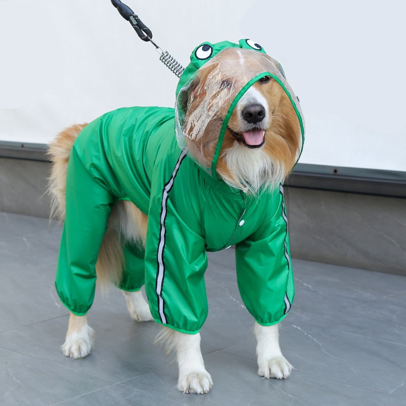 Full Body Dog Raincoat with Clear Visor Hood