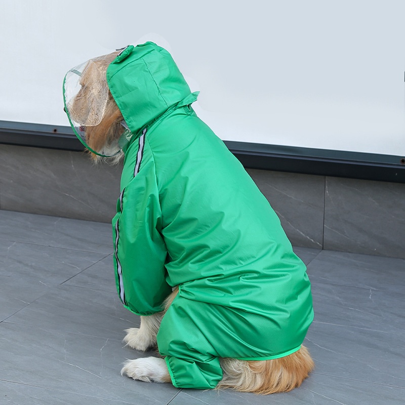 Full Body Dog Raincoat with Clear Visor Hood