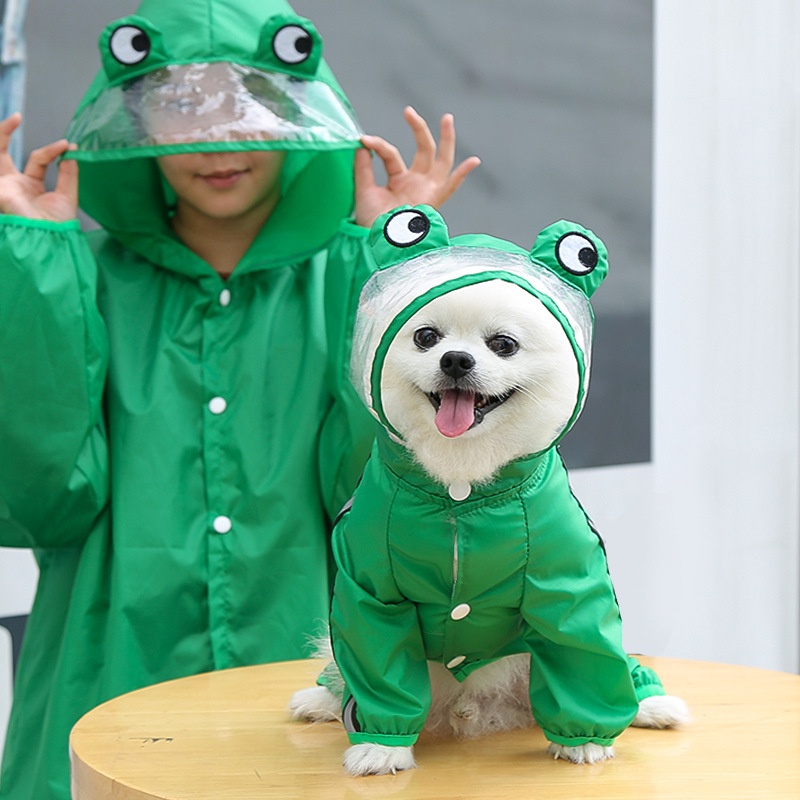Full Body Dog Raincoat with Clear Visor Hood