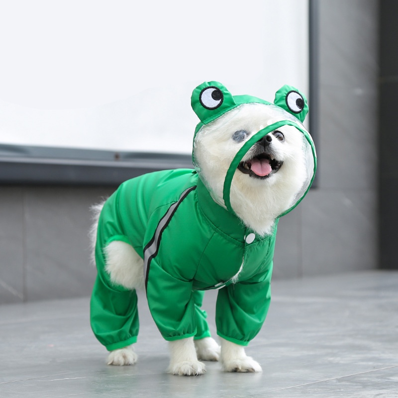 Full Body Dog Raincoat with Clear Visor Hood