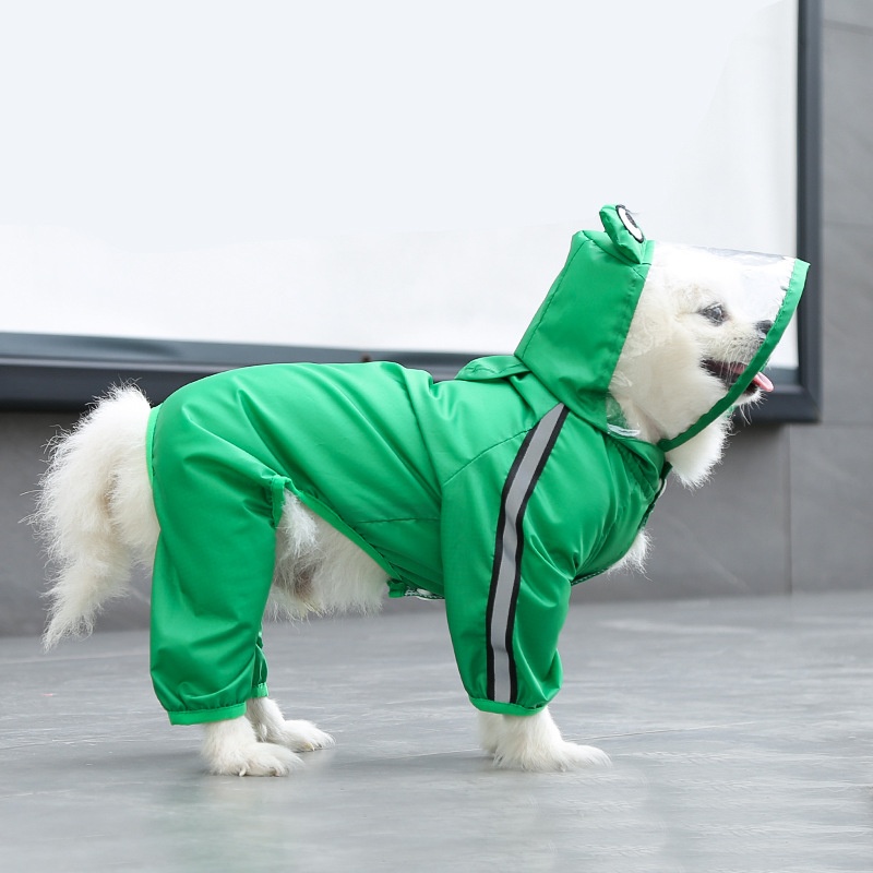Full Body Dog Raincoat with Clear Visor Hood