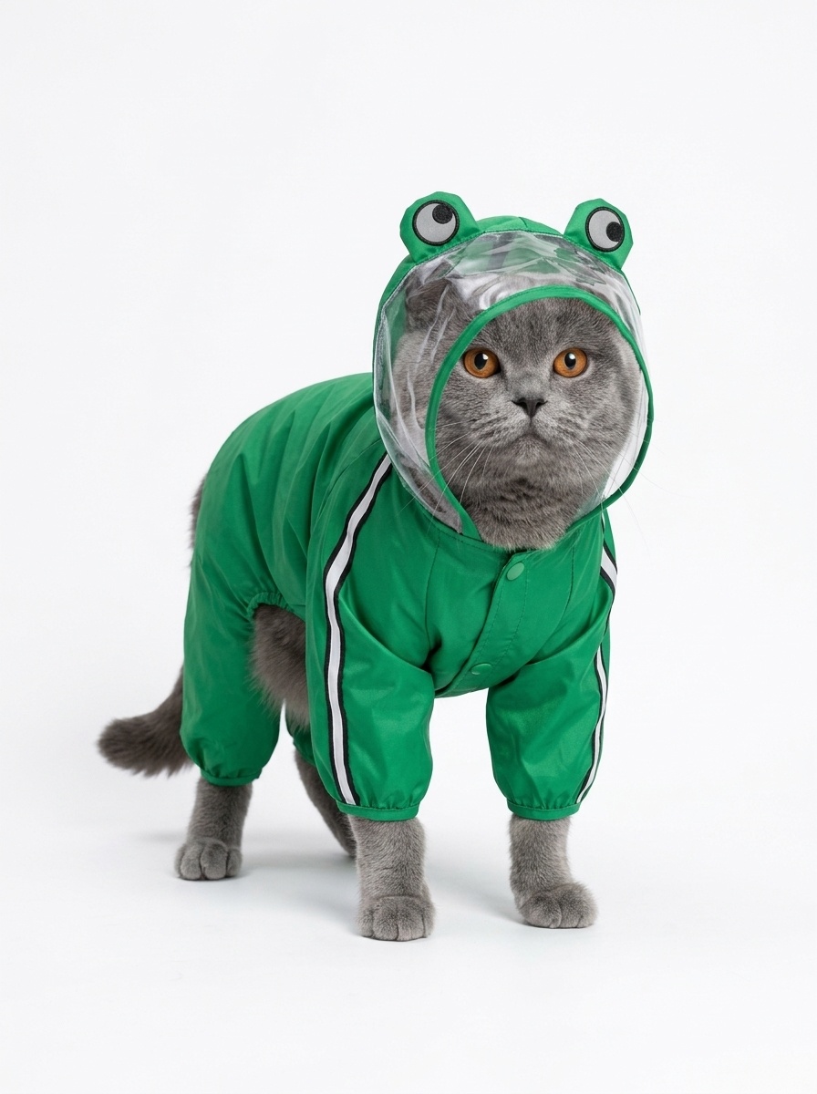 Full Body Dog Raincoat with Clear Visor Hood