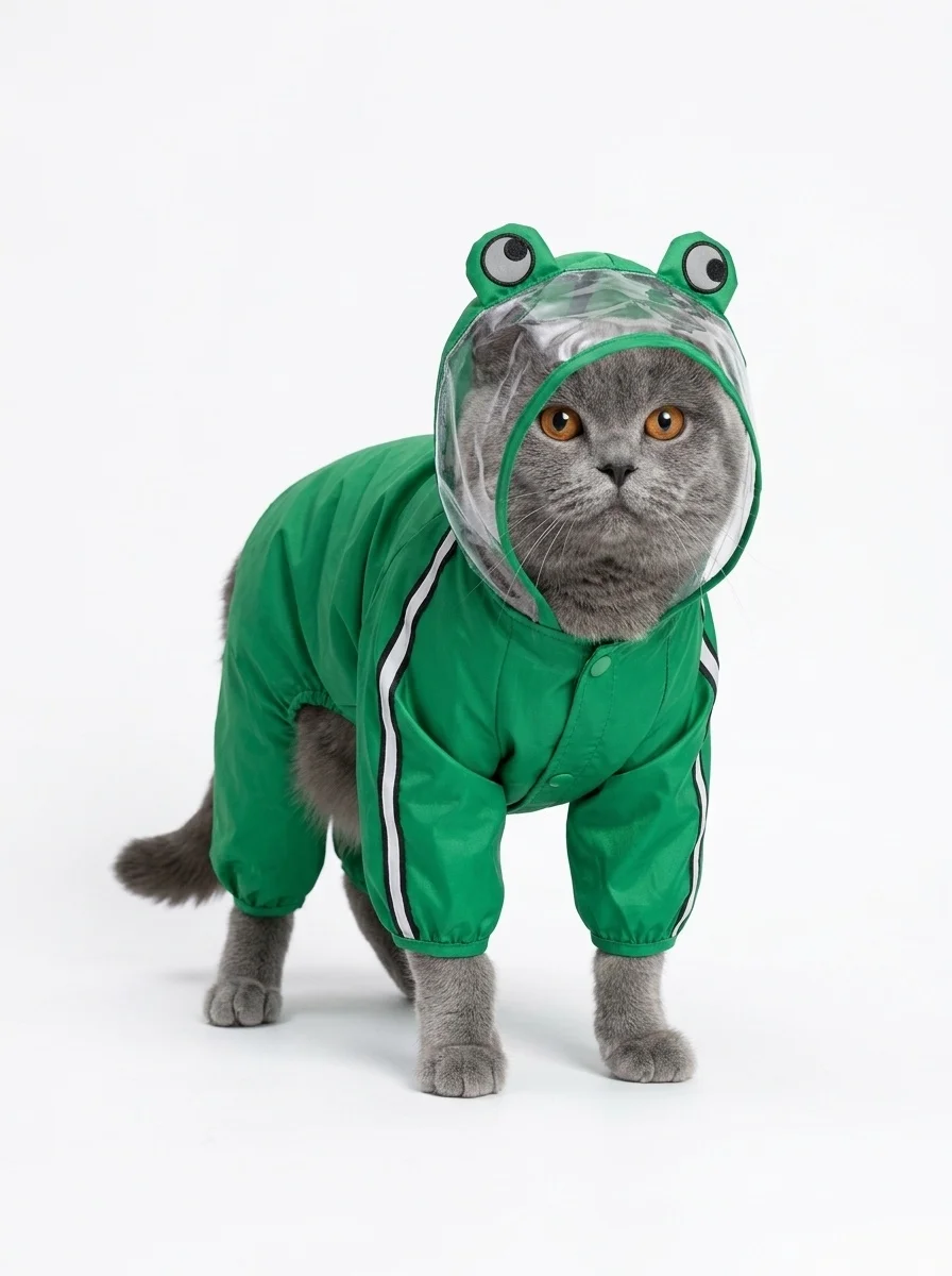 Full Body Dog Raincoat with Clear Visor Hood