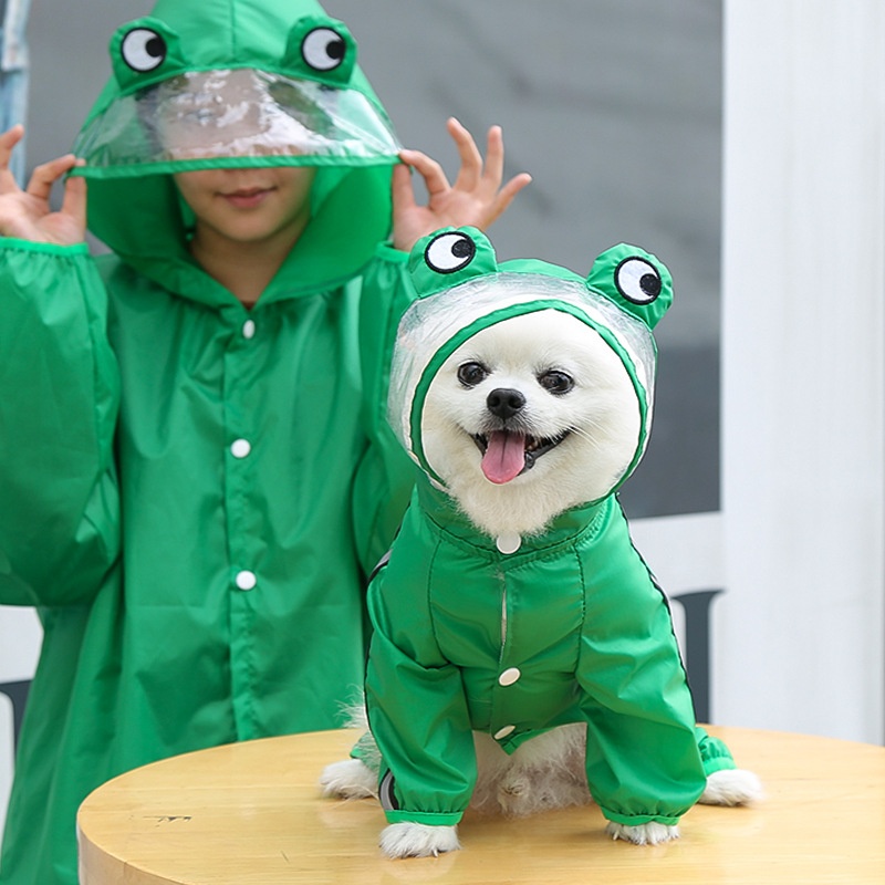 Full Body Dog Raincoat with Clear Visor Hood