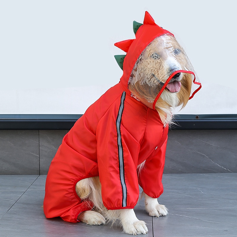 Full Body Dog Raincoat with Clear Visor Hood