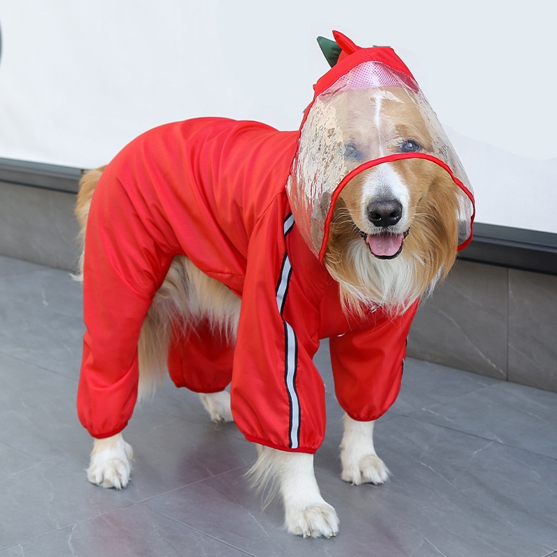 Full Body Dog Raincoat with Clear Visor Hood