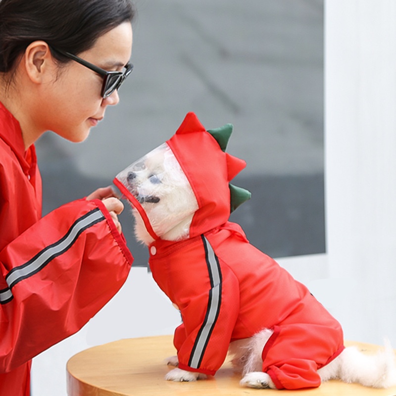 Full Body Dog Raincoat with Clear Visor Hood