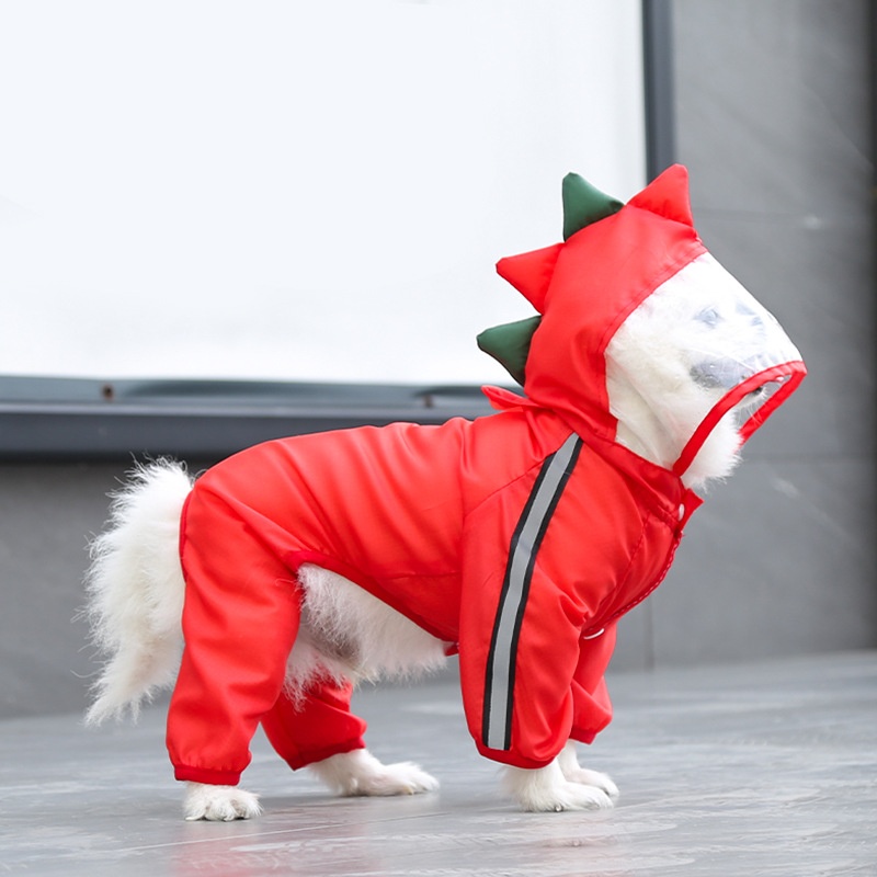 Full Body Dog Raincoat with Clear Visor Hood