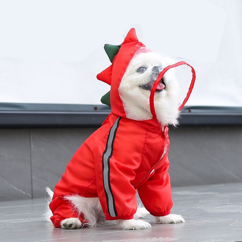 Full Body Dog Raincoat with Clear Visor Hood