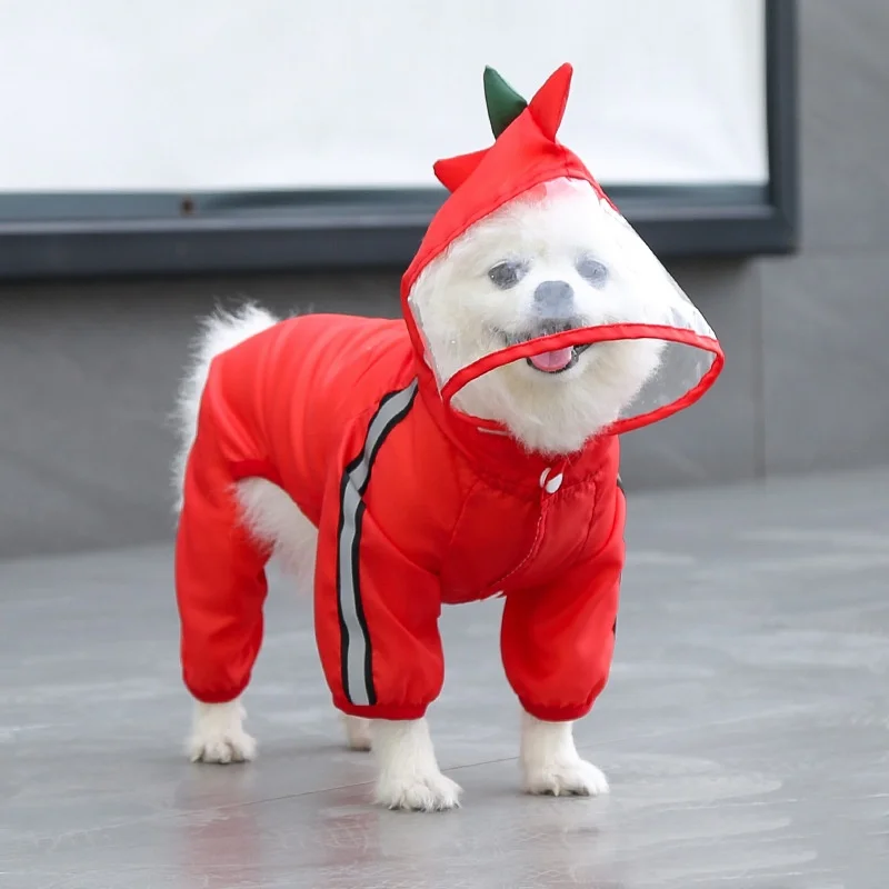 Full Body Dog Raincoat with Clear Visor Hood