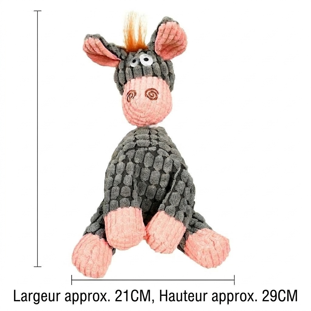 Textured Corduroy Plush Dog Toy with Squeaker and Rope Neck
