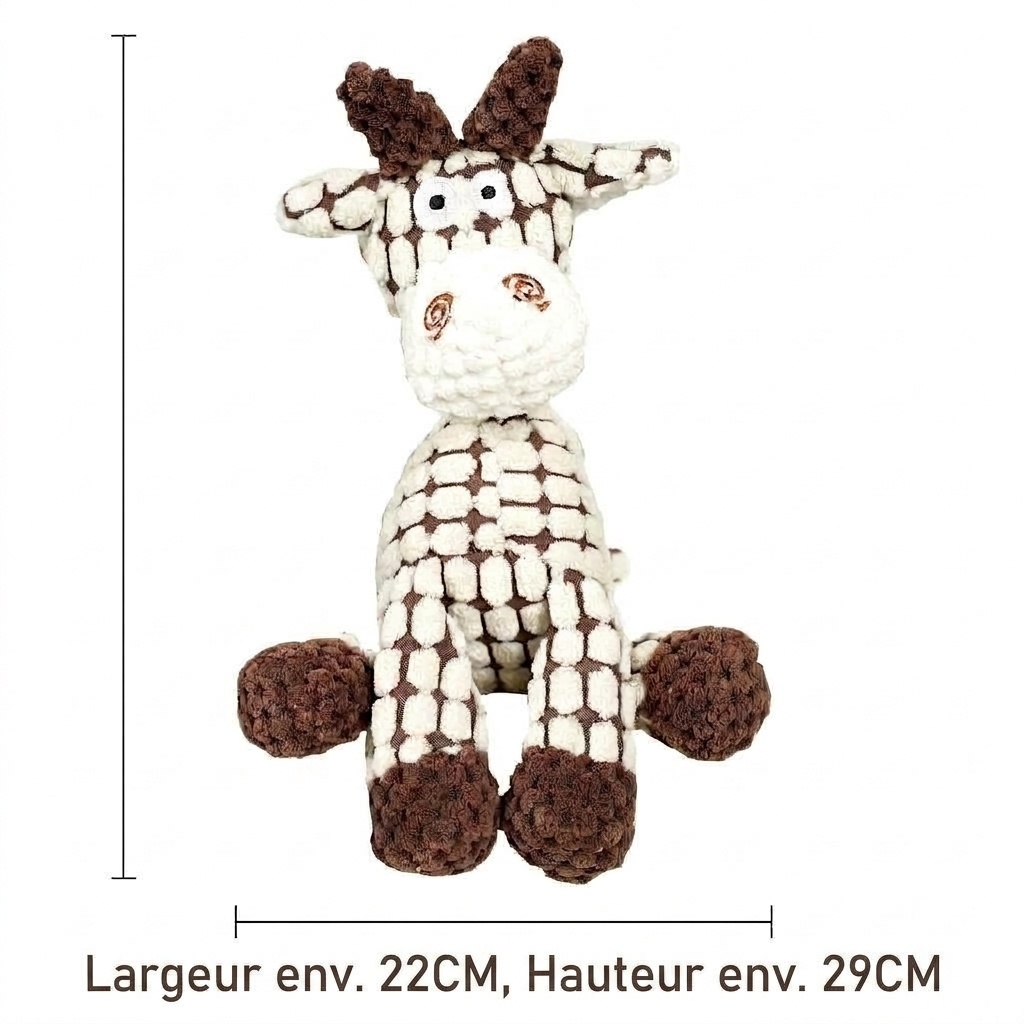 Textured Corduroy Plush Dog Toy with Squeaker and Rope Neck