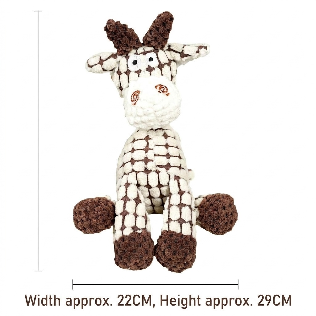 Textured Corduroy Plush Dog Toy with Squeaker and Rope Neck
