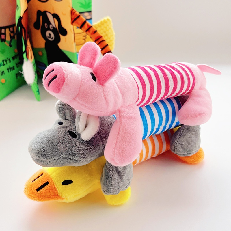 Plush Striped Animal Dog Toy