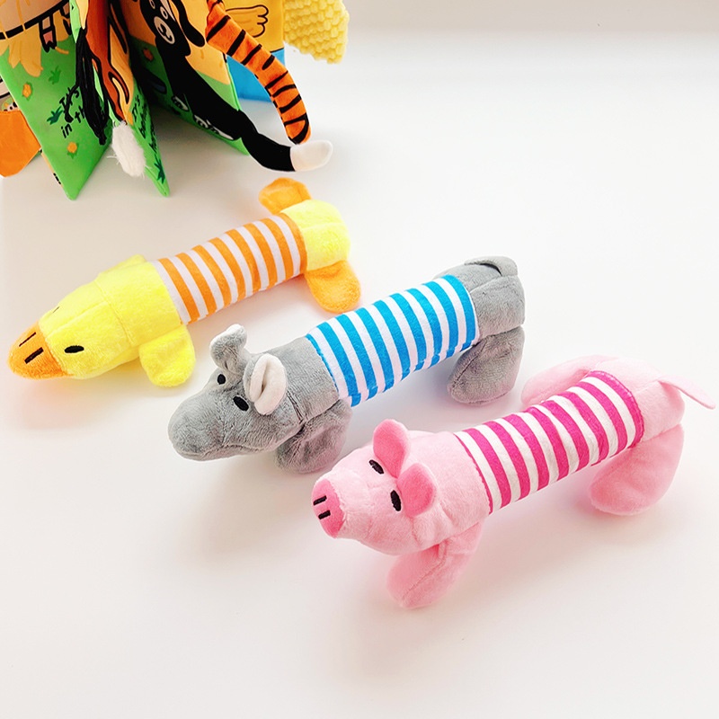 Plush Striped Animal Dog Toy
