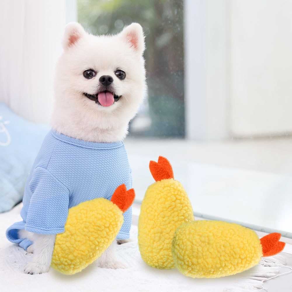 Plush Fried Shrimp Squeaky Dog Toy