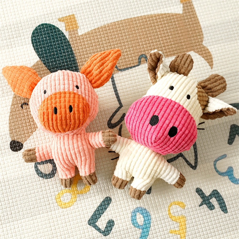 Corduroy Plush Squeaky Pet Toy Animal Character