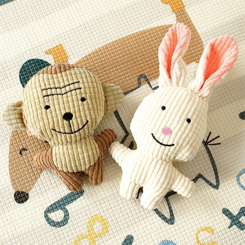 Corduroy Plush Squeaky Pet Toy Animal Character