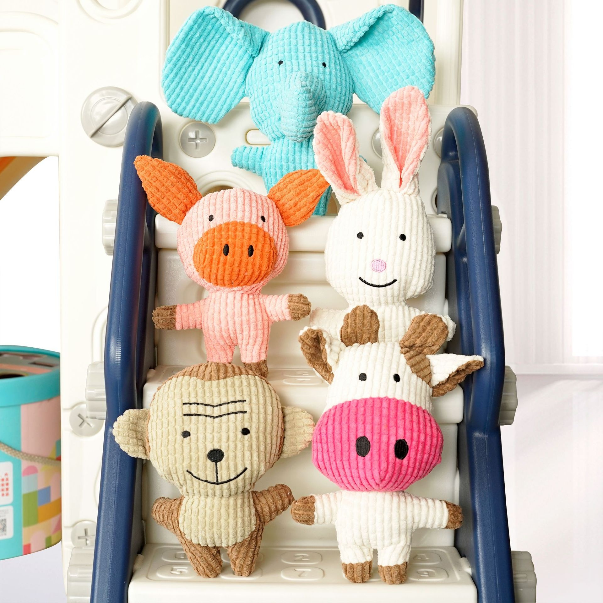 Corduroy Plush Squeaky Pet Toy Animal Character