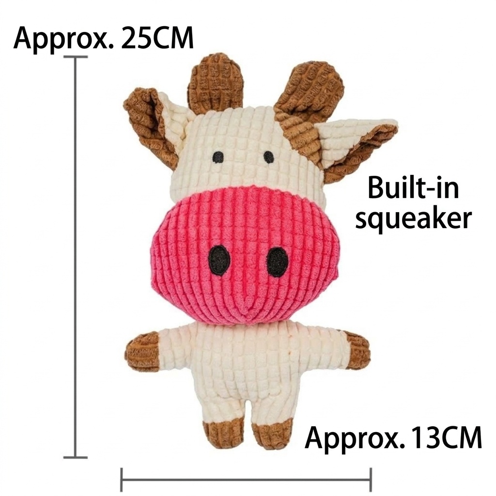 Corduroy Plush Squeaky Pet Toy Animal Character