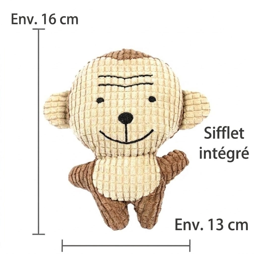 Corduroy Plush Squeaky Pet Toy Animal Character