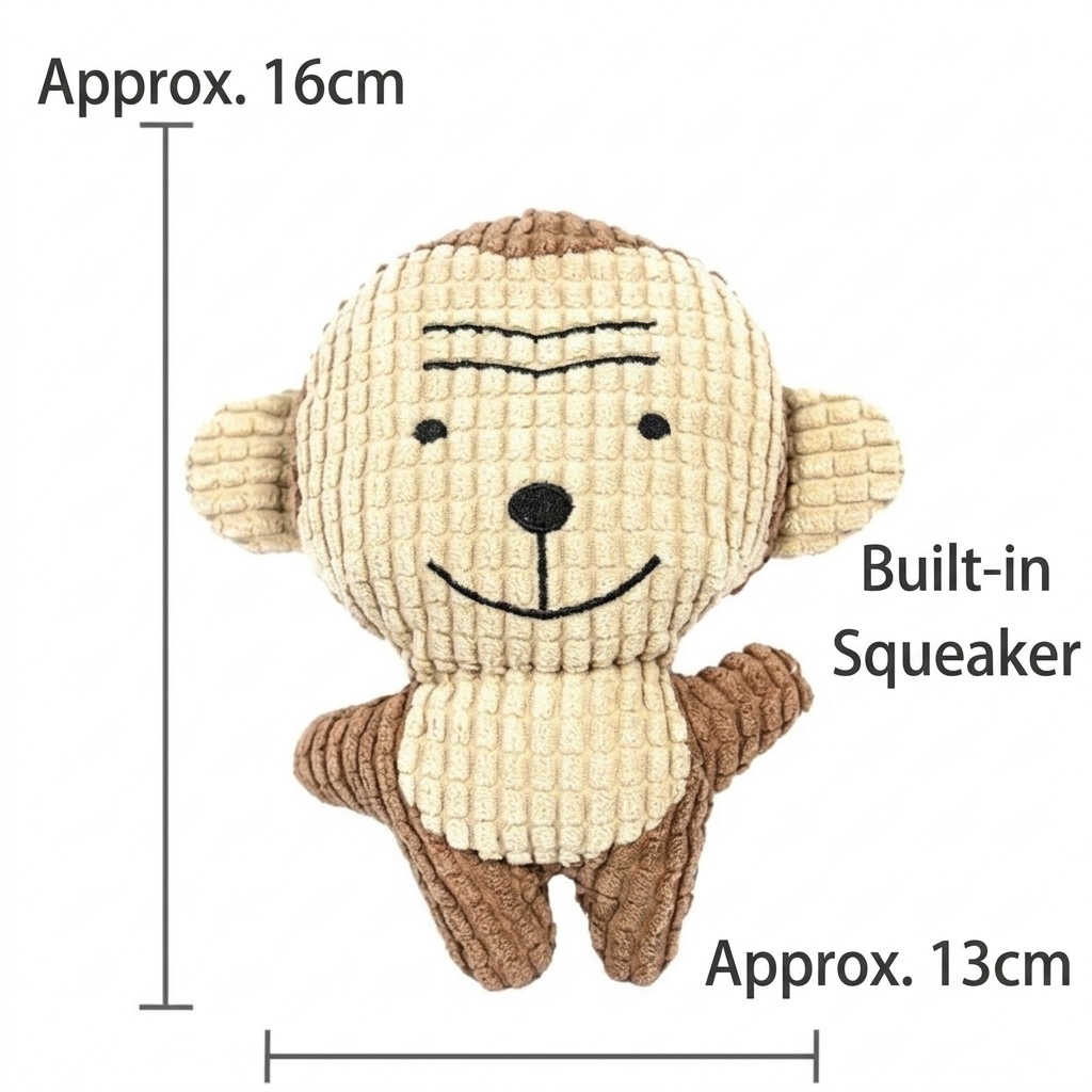 Corduroy Plush Squeaky Pet Toy Animal Character