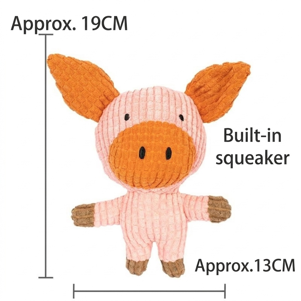 Corduroy Plush Squeaky Pet Toy Animal Character
