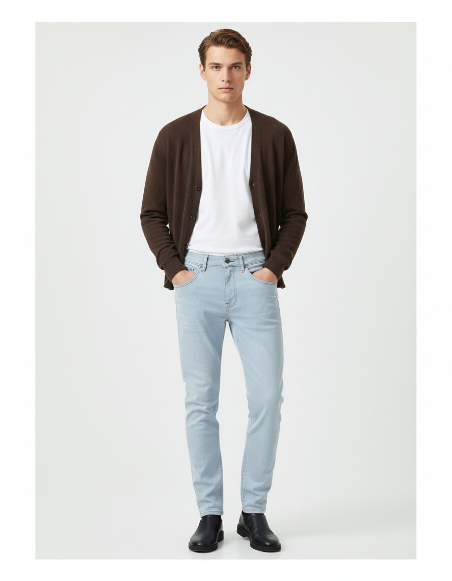 Slight Stretch Straight Leg Men's Trousers for Casual Comfort