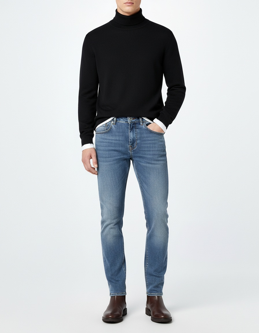 Slight Stretch Straight Leg Men's Trousers for Casual Comfort