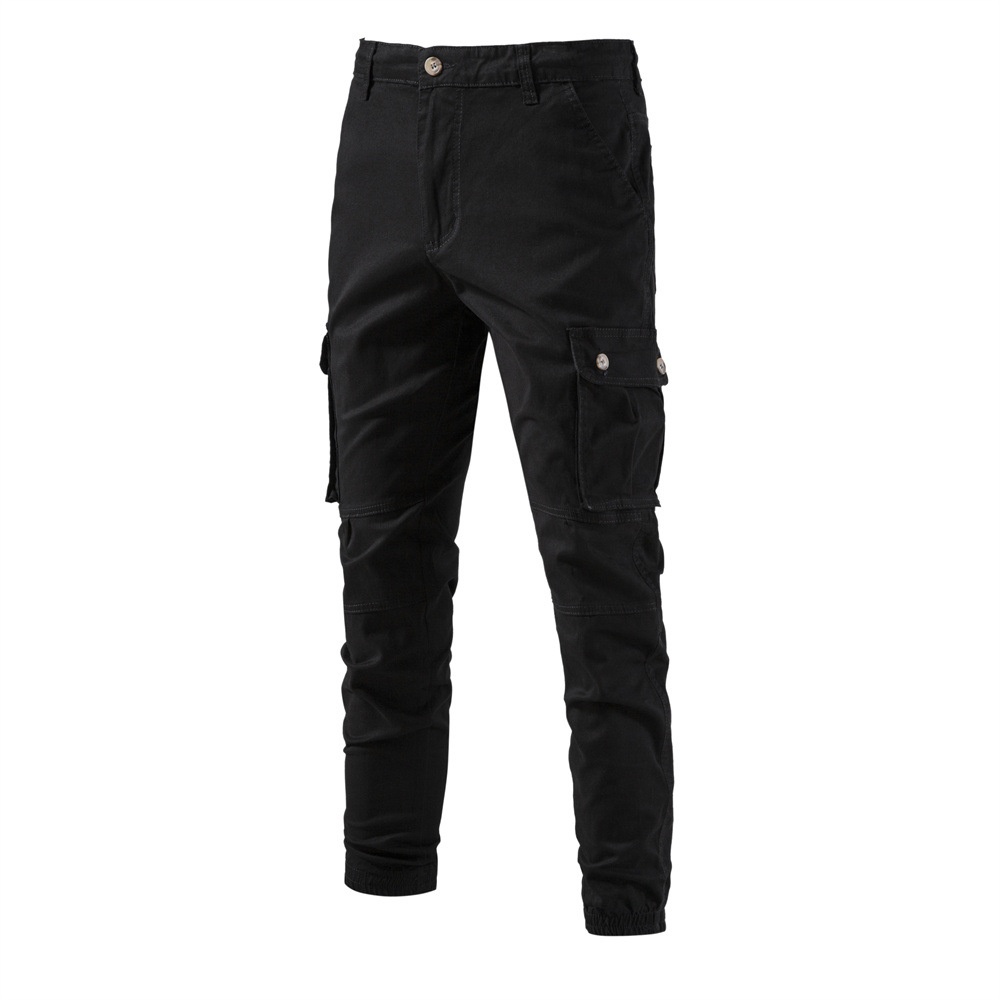 Breathable Solid Color Casual Men's Cargo Pants for Spring and Autumn