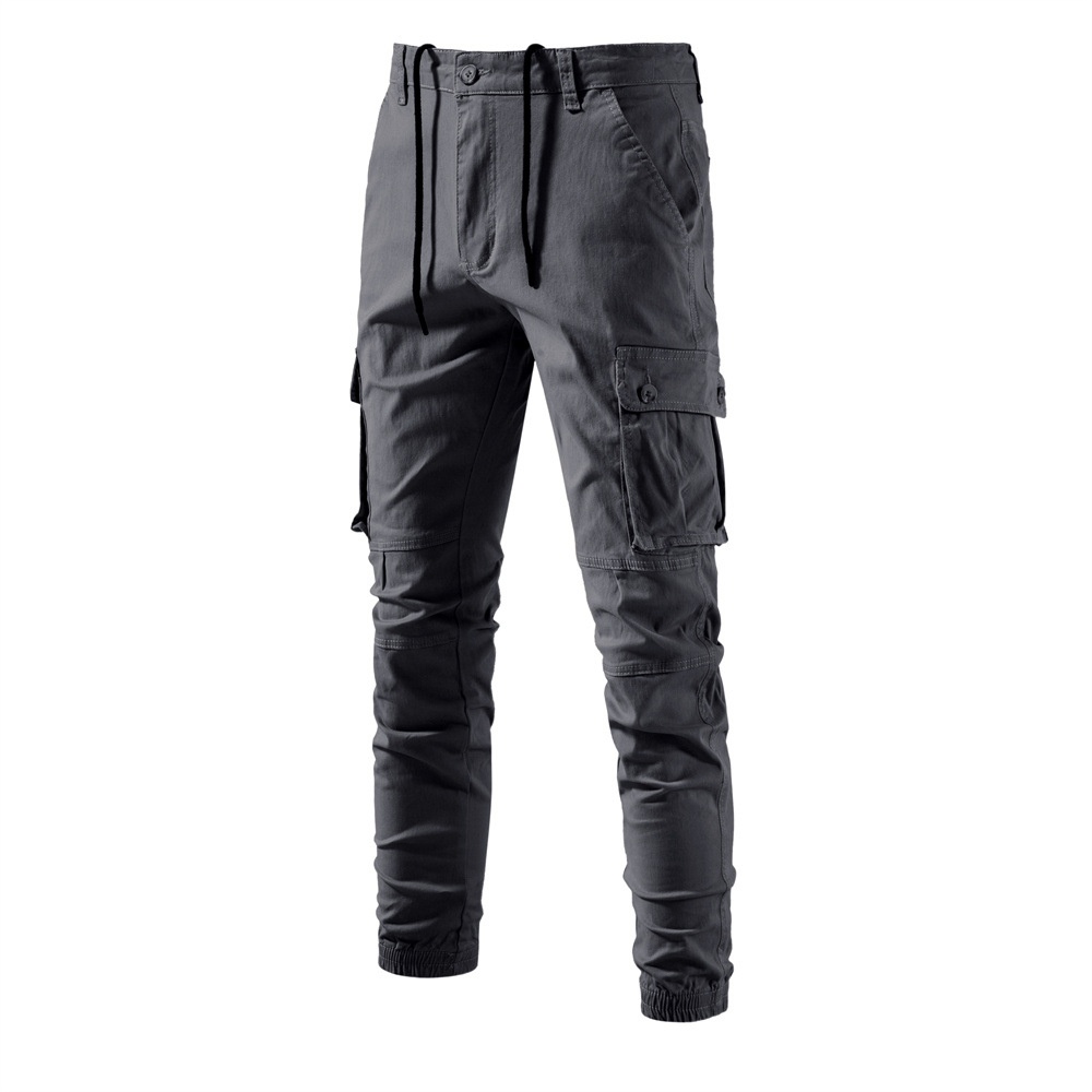 Breathable Solid Color Casual Men's Cargo Pants for Spring and Autumn