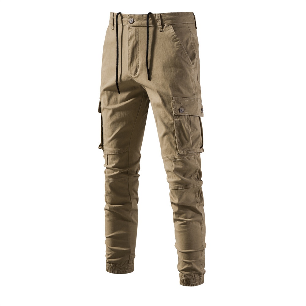 Breathable Solid Color Casual Men's Cargo Pants for Spring and Autumn