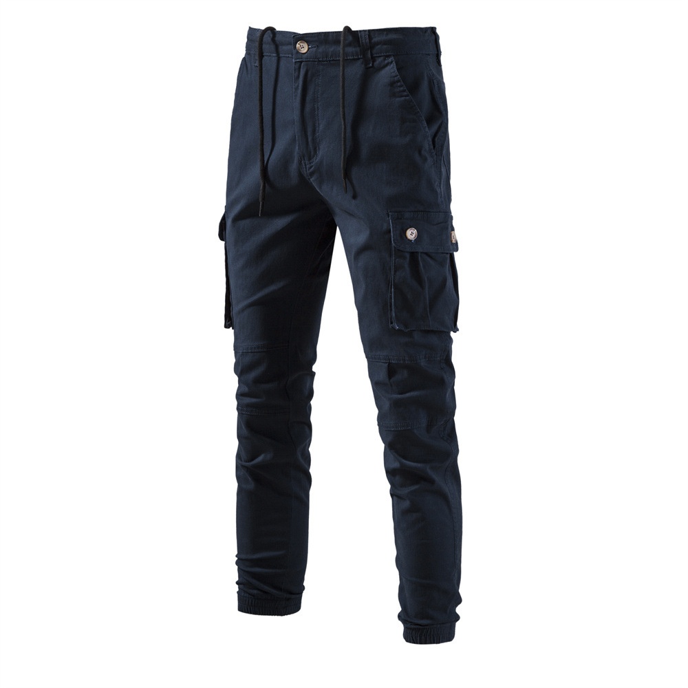 Breathable Solid Color Casual Men's Cargo Pants for Spring and Autumn