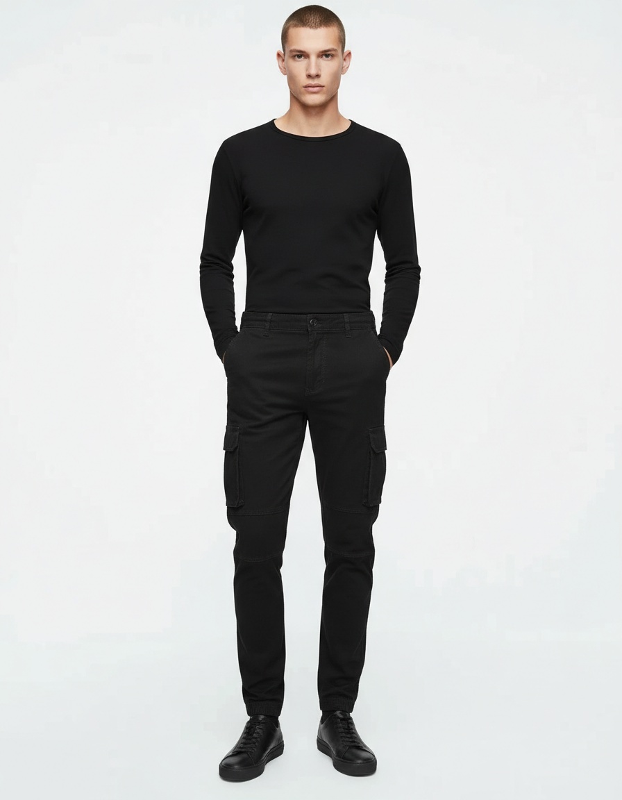 Breathable Solid Color Casual Men's Cargo Pants for Spring and Autumn