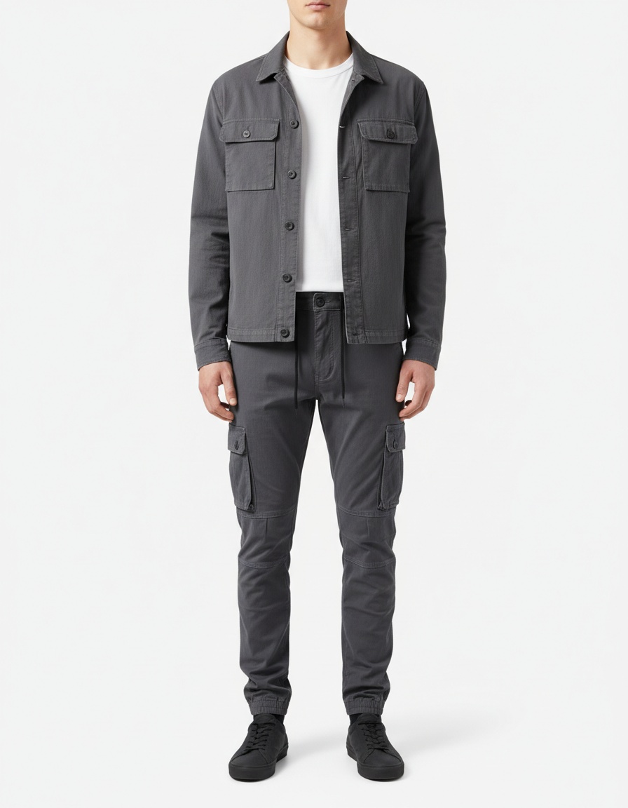 Breathable Solid Color Casual Men's Cargo Pants for Spring and Autumn