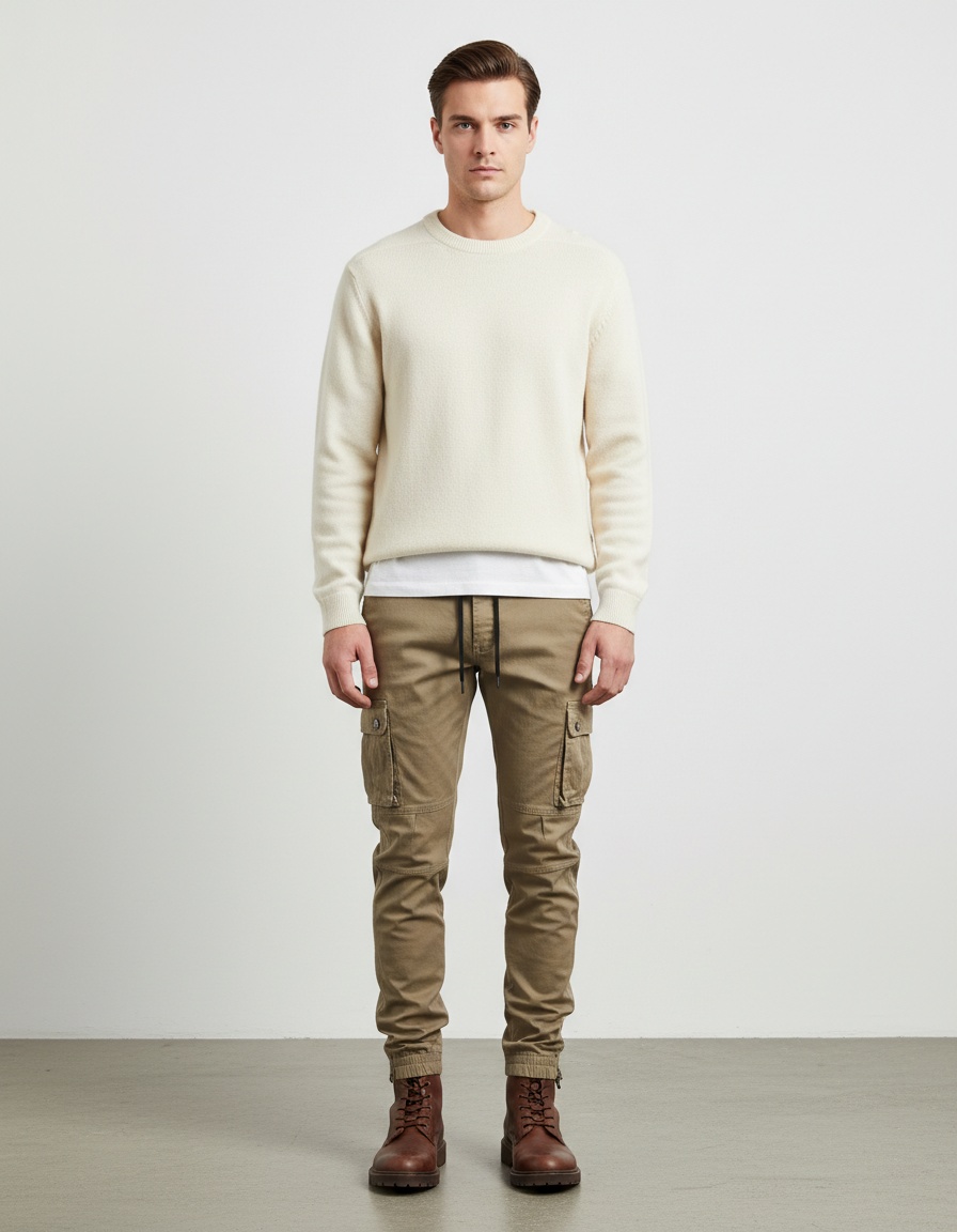 Breathable Solid Color Casual Men's Cargo Pants for Spring and Autumn