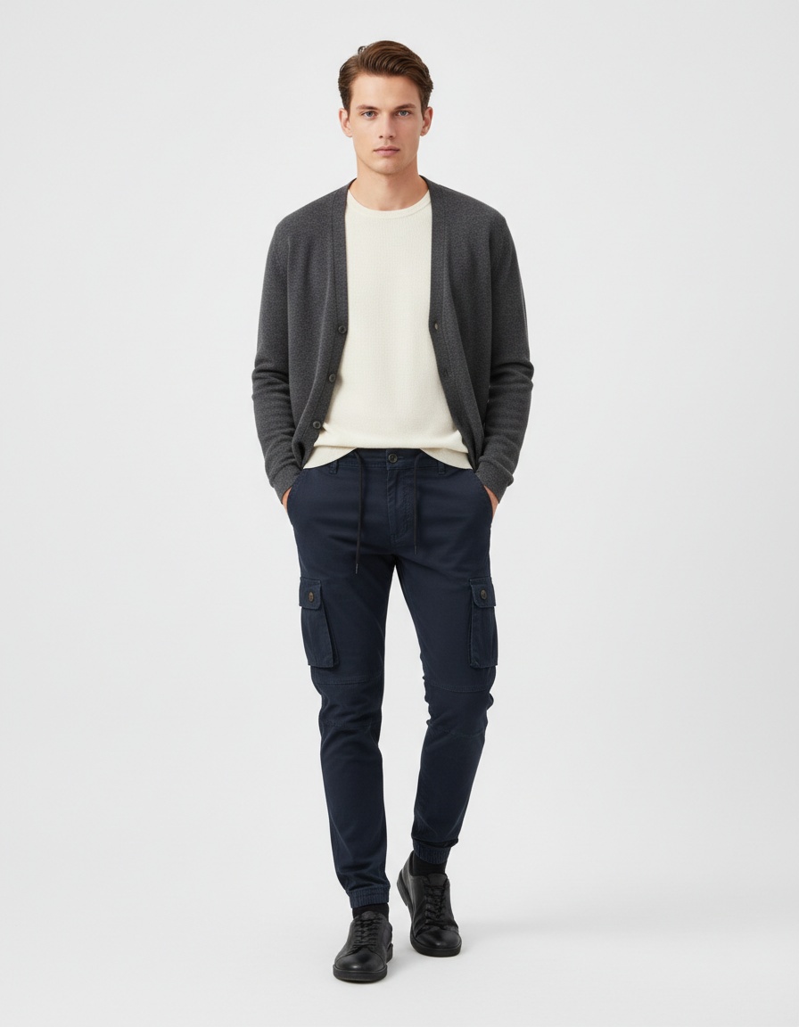 Breathable Solid Color Casual Men's Cargo Pants for Spring and Autumn