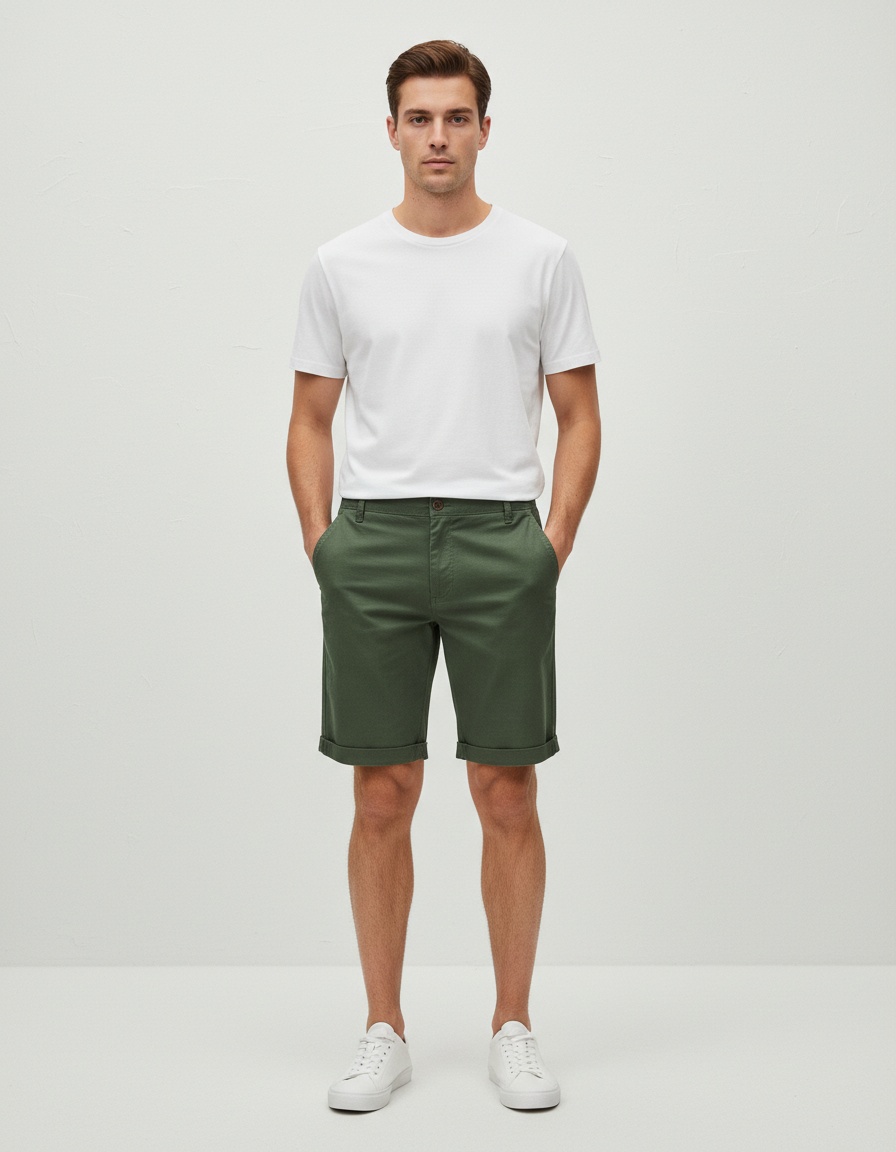 Pantalones cortos rectos y ajustados para hombre para uso informal de verano