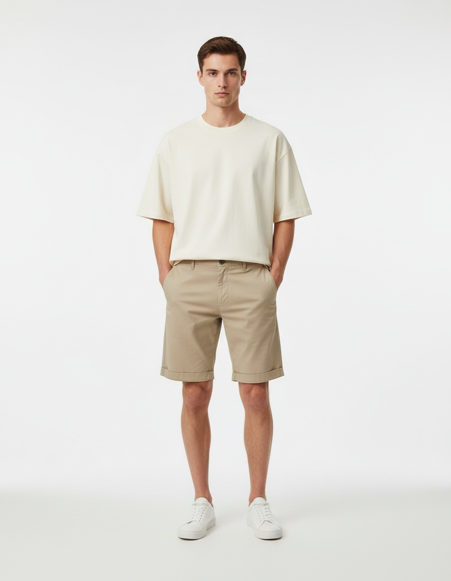 Pantalones cortos rectos y ajustados para hombre para uso informal de verano