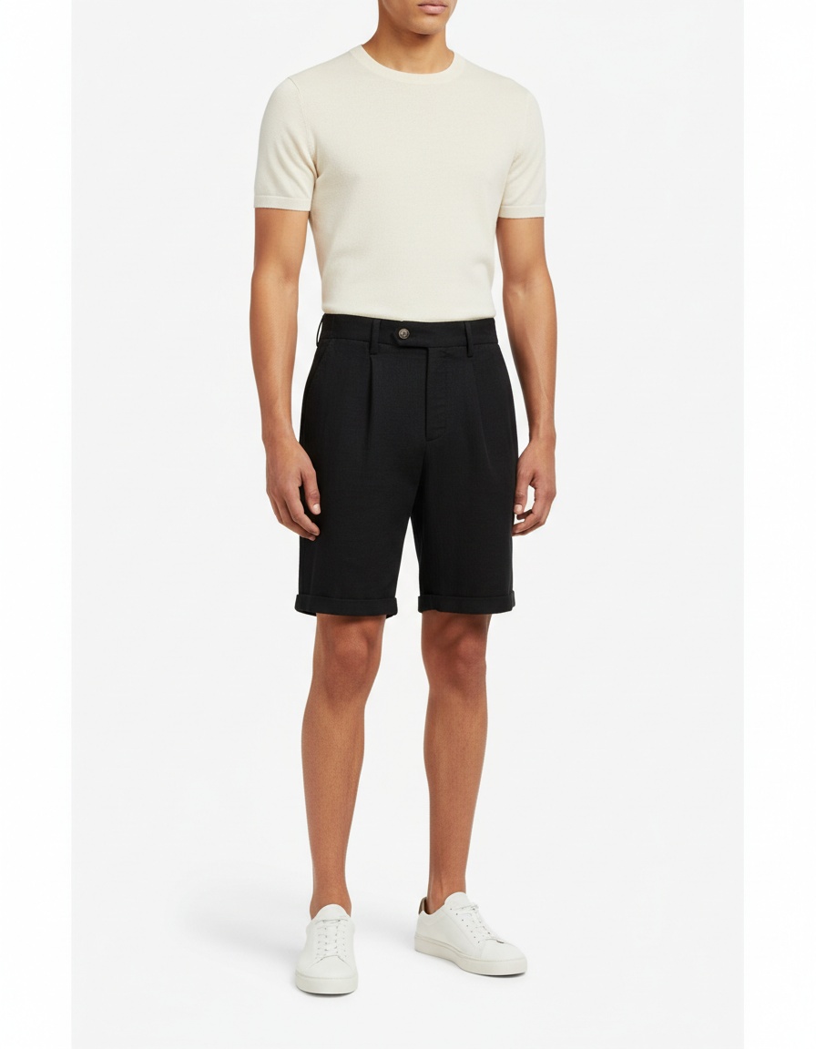 Old Money Style Business Casual Elastic Waist Men's Shorts