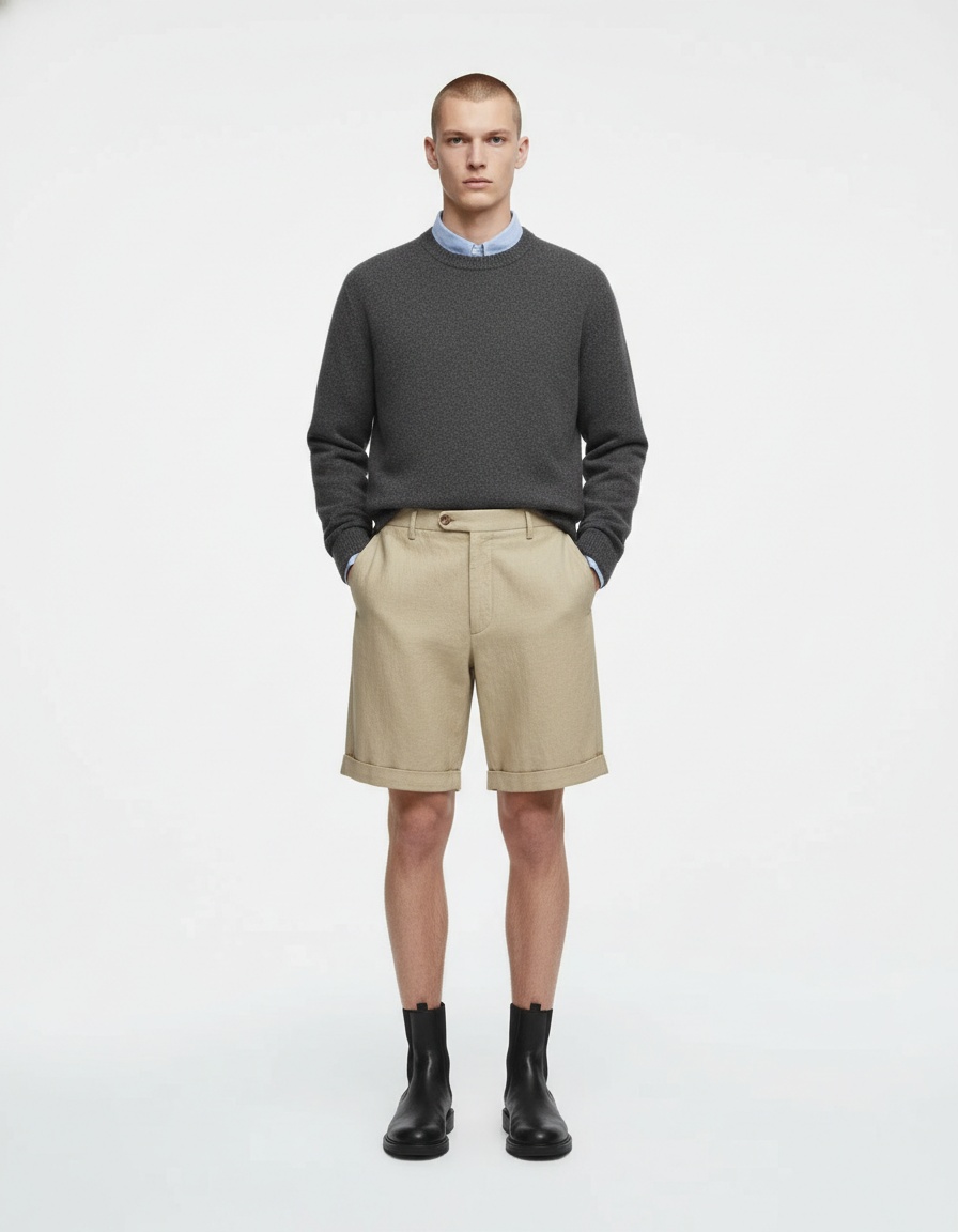 Old Money Style Business Casual Elastic Waist Men's Shorts